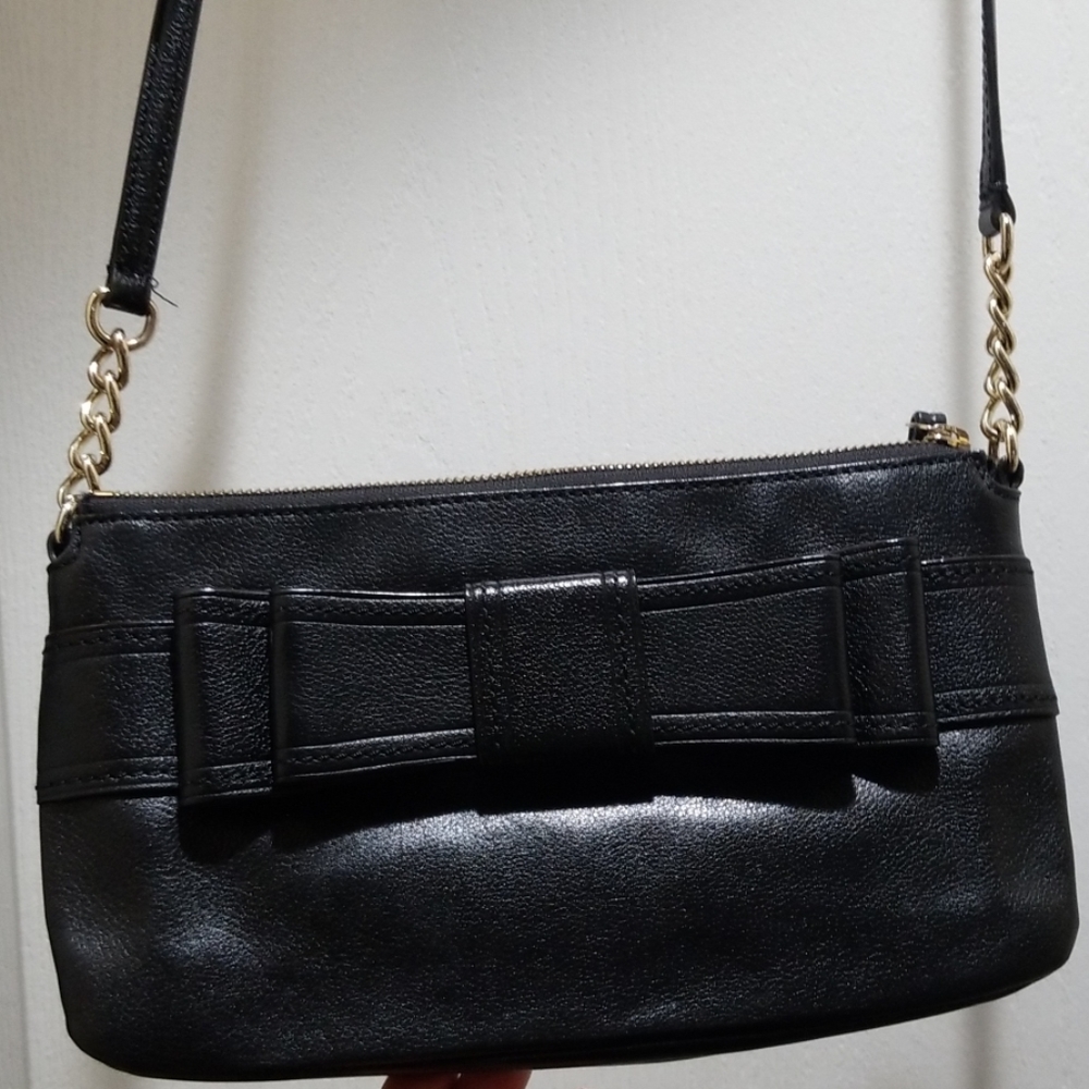 Crossbody black leather purse